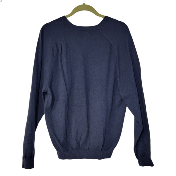 Eddie Bauer Mens Supima Cotton V-Neck Pullover Sweater Navy Blue Size Medium - Picture 2 of 4